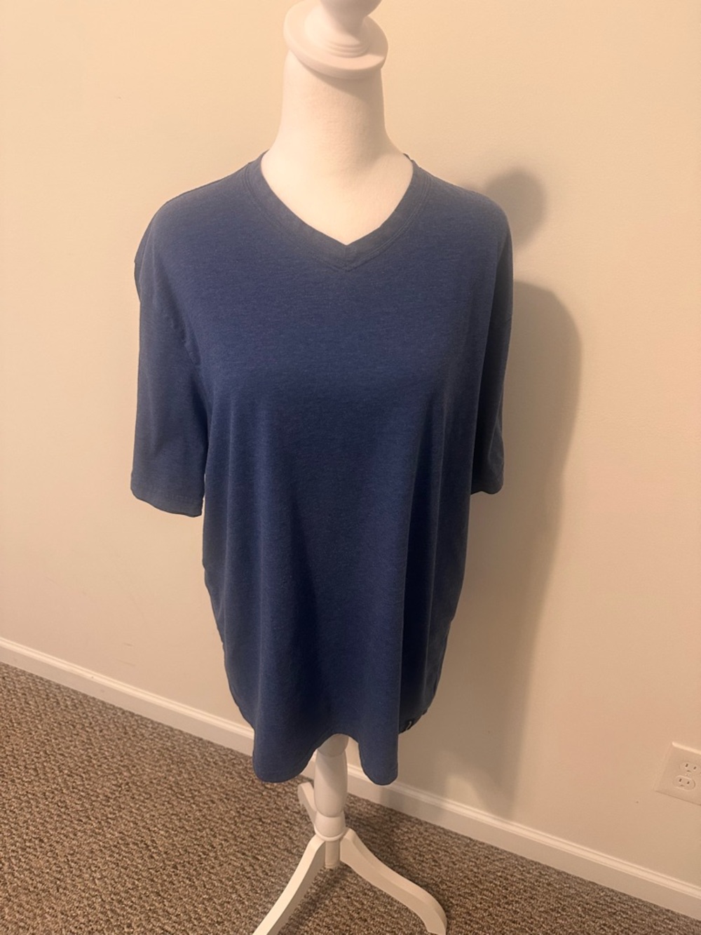 Prana Navy Heather V-Neck Tee Shirt Size XL